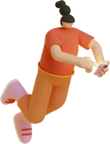 orange avatar witn phone